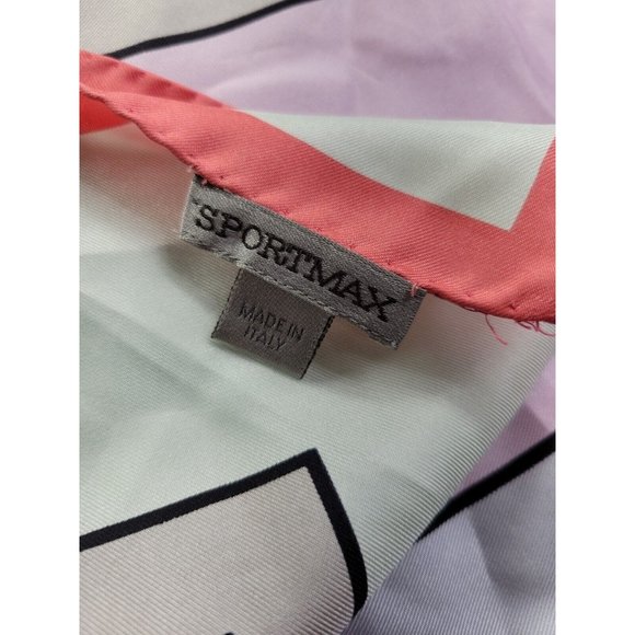 SportMax Women's Pastel Block Square Neck Scarf 100% Silk Hand Rolled Italy Made - Picture 9 of 9